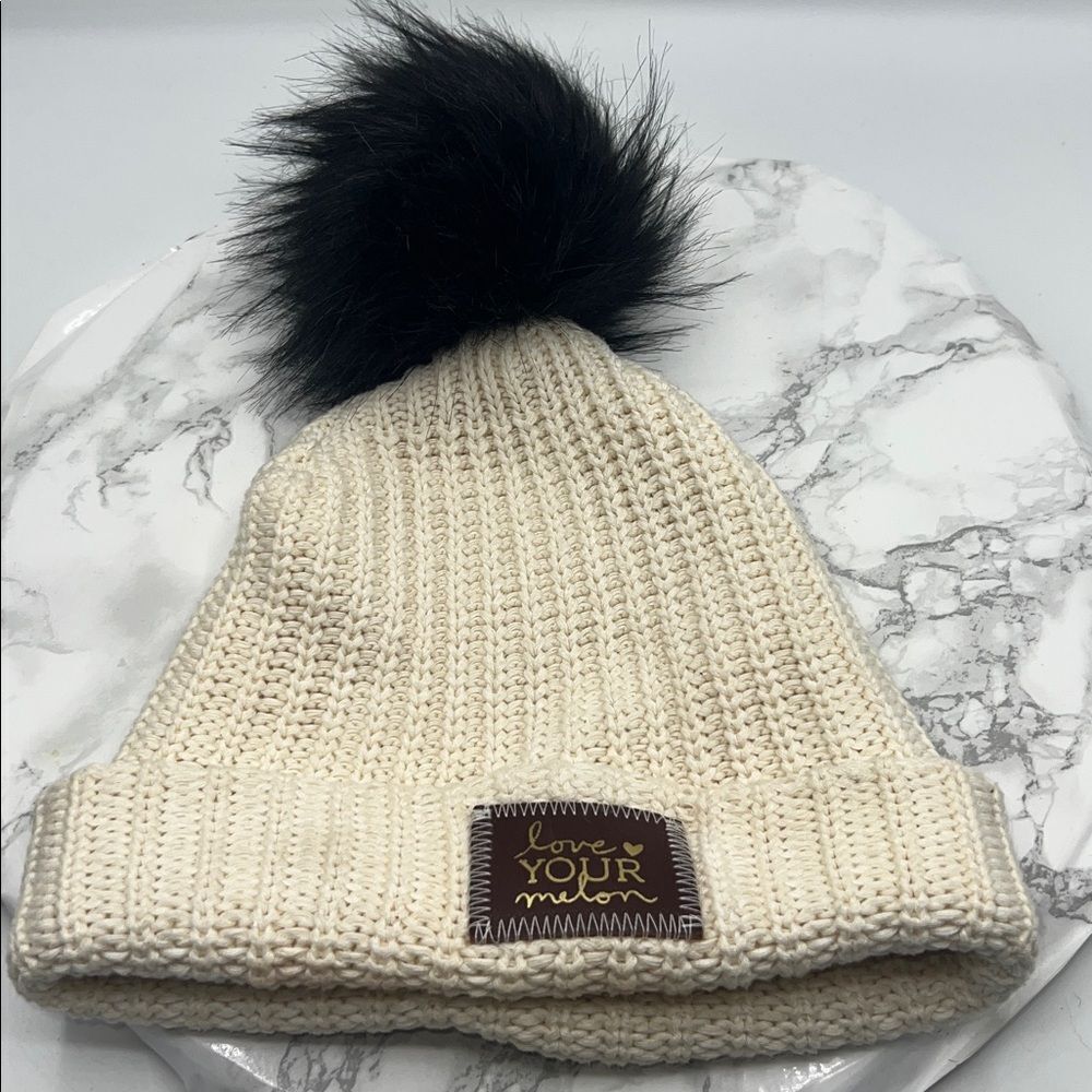 Cream Pom Love Your Melon hat
